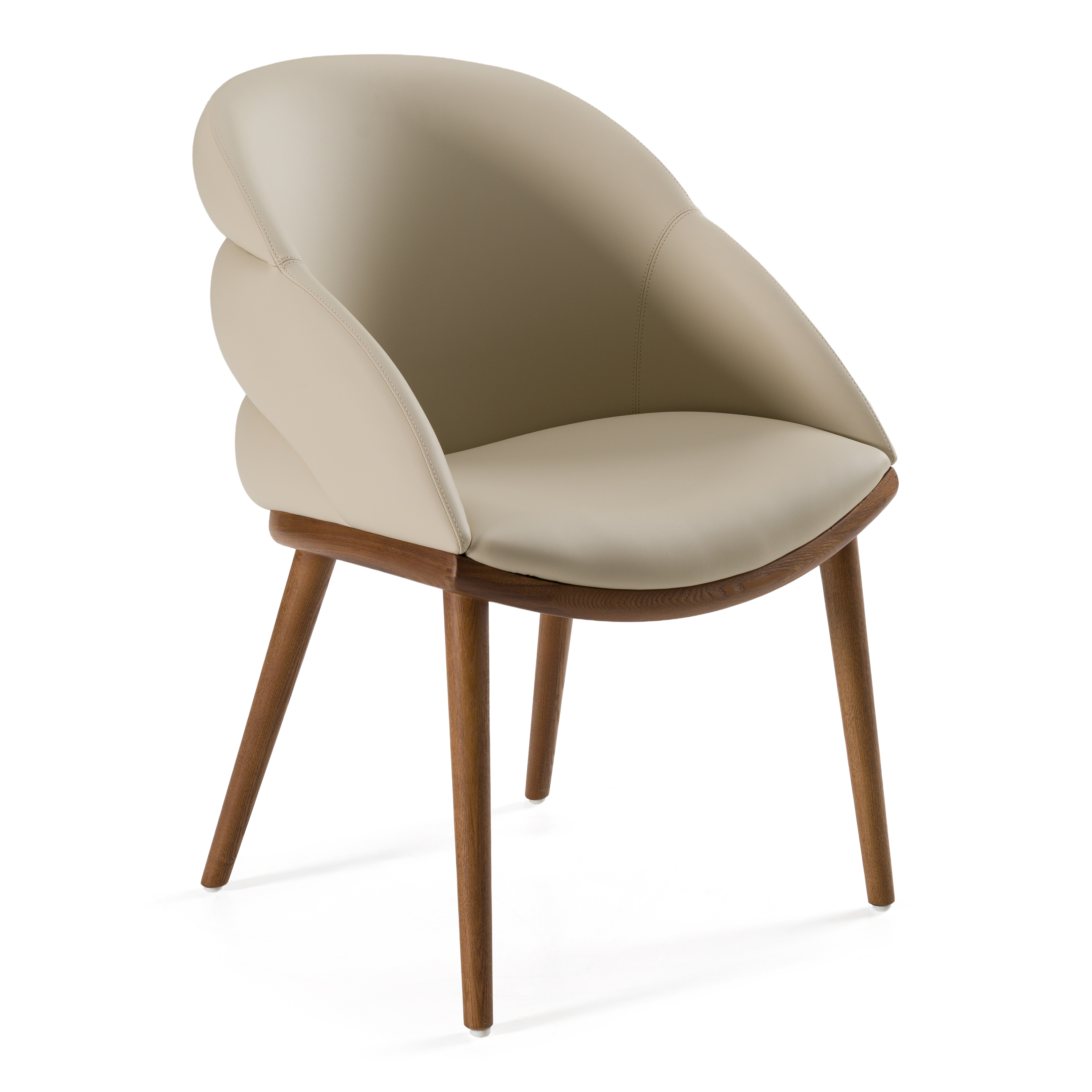 LA Furniture Michael Mid-Century Modern Beige Vegan Leather + Walnut Dining Chair VGCS-CH-23010-BGE Contemporary Style by Vig Furnitrue Number 81586 Catch Home Goods