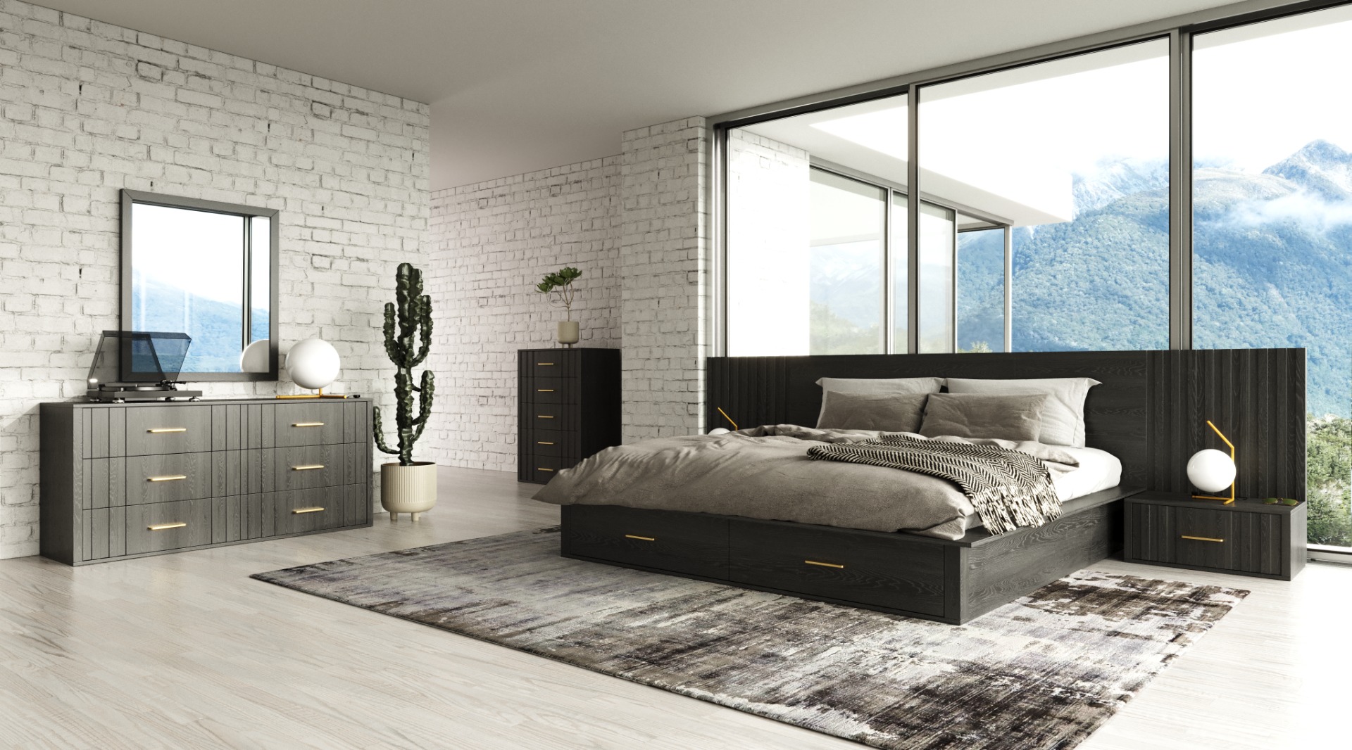 LA Furniture Manchester- Contemporary Platform Dark Grey Q Bed VGWD-HLF2-BED-Q Contemporary Style by Vig Furnitrue Number 79781 Catch Home Goods