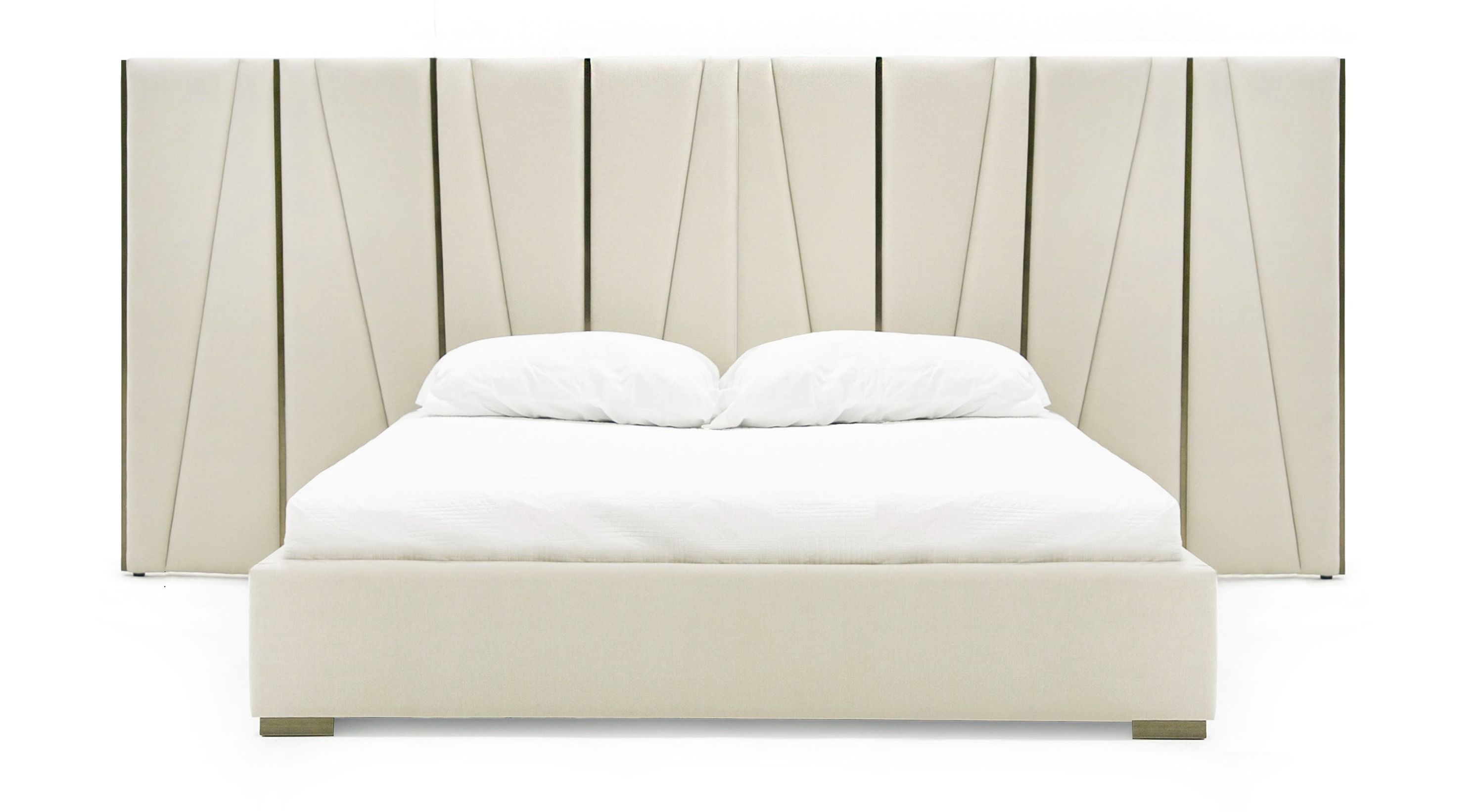 LA Furniture California King Nixa Modern Beige Velvet + Brushed Bronze Bed VGVC-BD1909-BED-BGE-CK Contemporary Style by Vig Furnitrue Number 82703 Catch Home Goods
