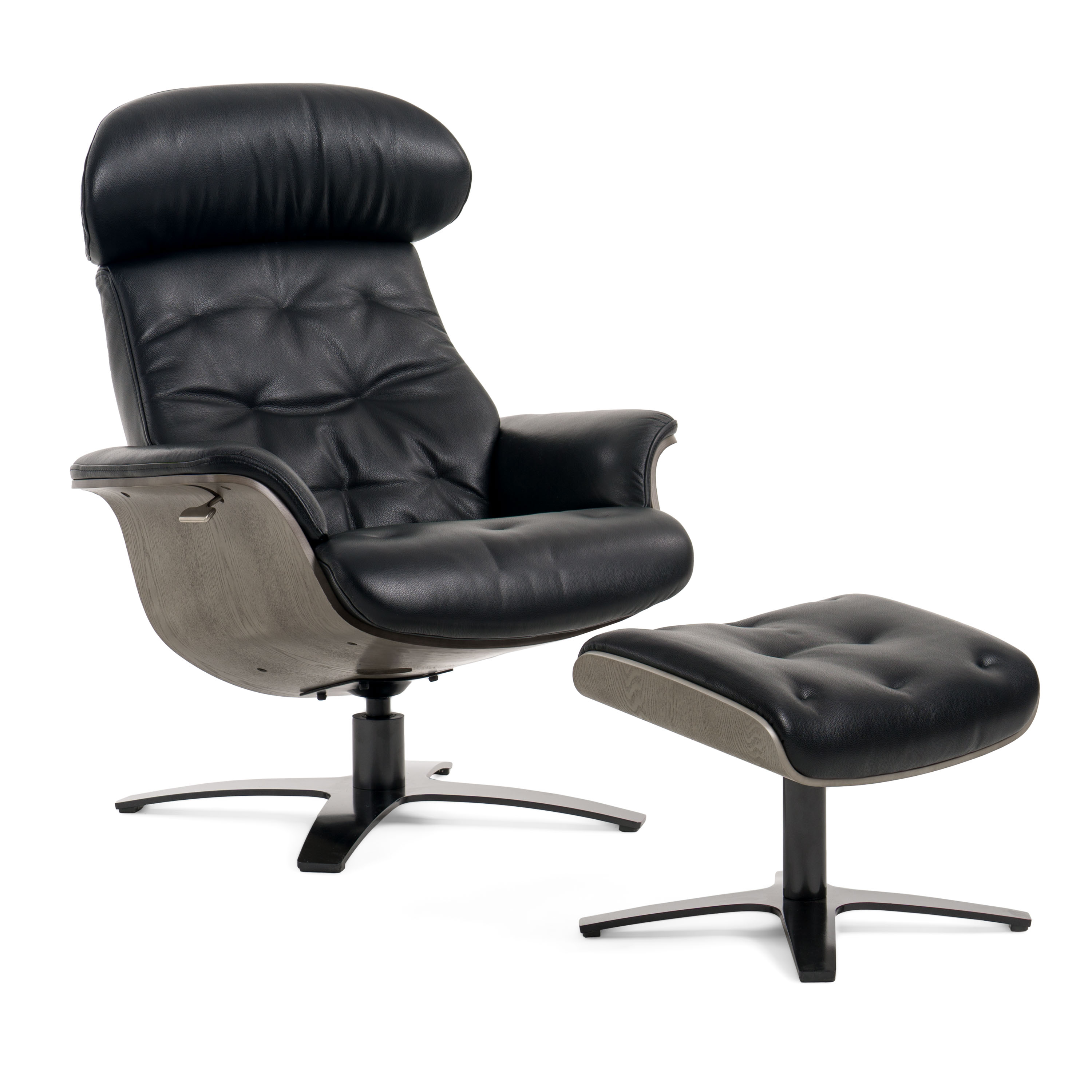 LA Furniture Nowak Modern Black Lounge Chair & Ottoman Set VGKK-A938-BLK-SET Contemporary Style by Vig Furnitrue Number 80967 Catch Home Goods