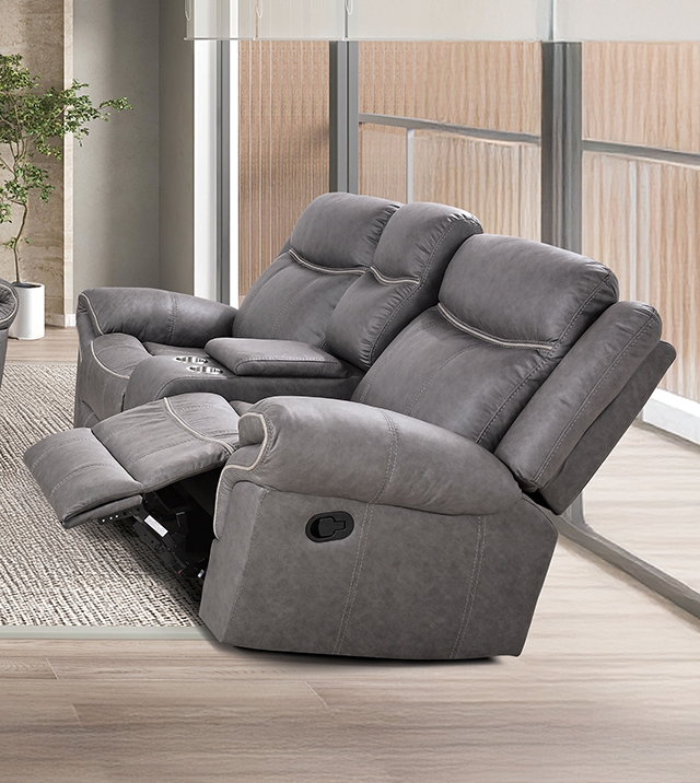 Furniture Of America Agata Transitional Warm Gray Glider Recliner Loveseat Model NX6001WG-LV