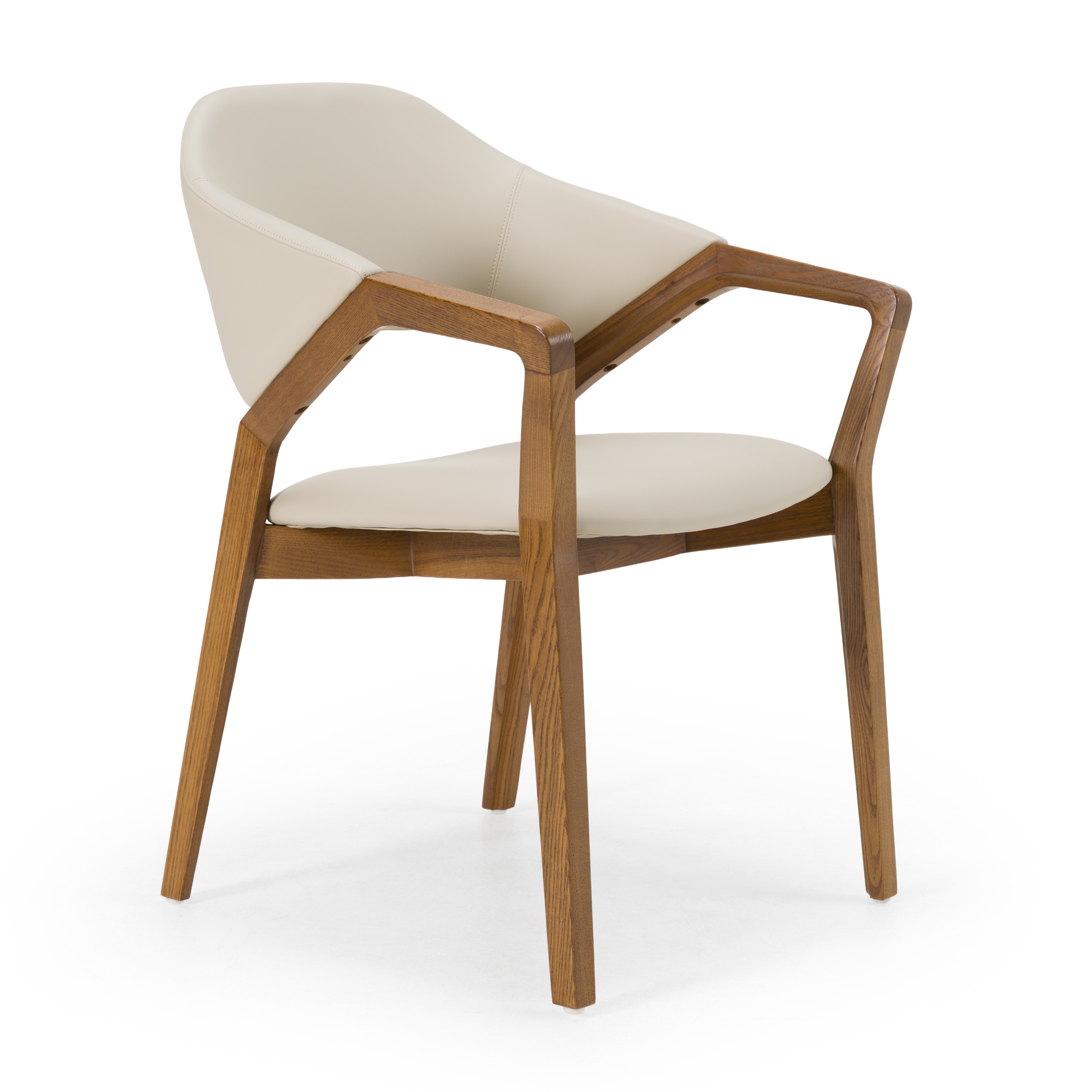 LA Furniture Ocasio Mid-Century Modern Cream Vegan Leather + Walnut Dining Chair VGCS-ACH-17090-CRM Contemporary Style by Vig Furnitrue Number 83284 Catch Home Goods