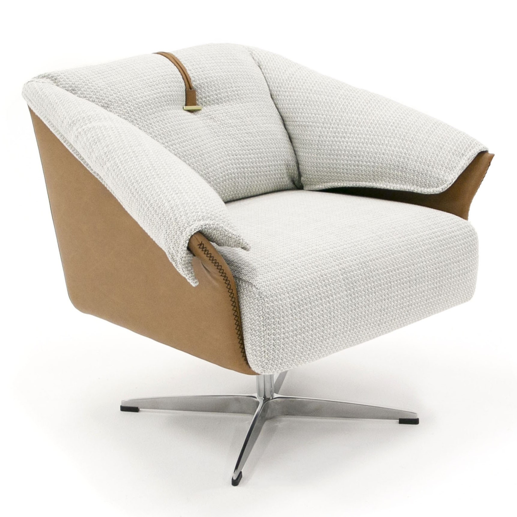 LA Furniture Ohio Swivel Grey and Camel Fabric Accent Chair VGOD-ZW-21094-CML-CH Contemporary Style by Vig Furnitrue Number 79686 Catch Home Goods