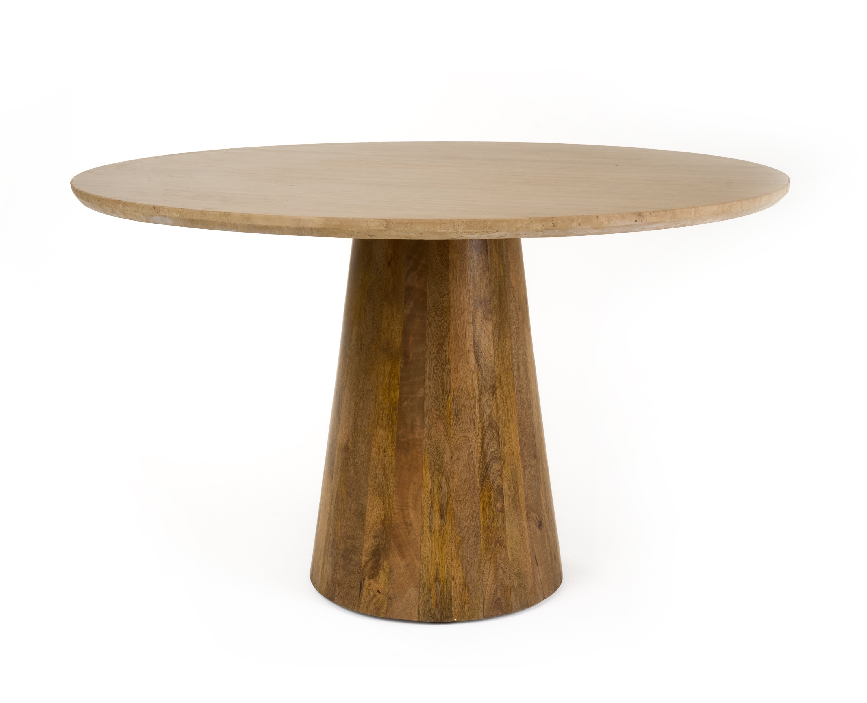 LA Furniture Onalaska Modern Travertine Marble + Wood Round Dining Table VGBR-SBA-2550 Contemporary Style by Vig Furnitrue Number 82015 Catch Home Goods