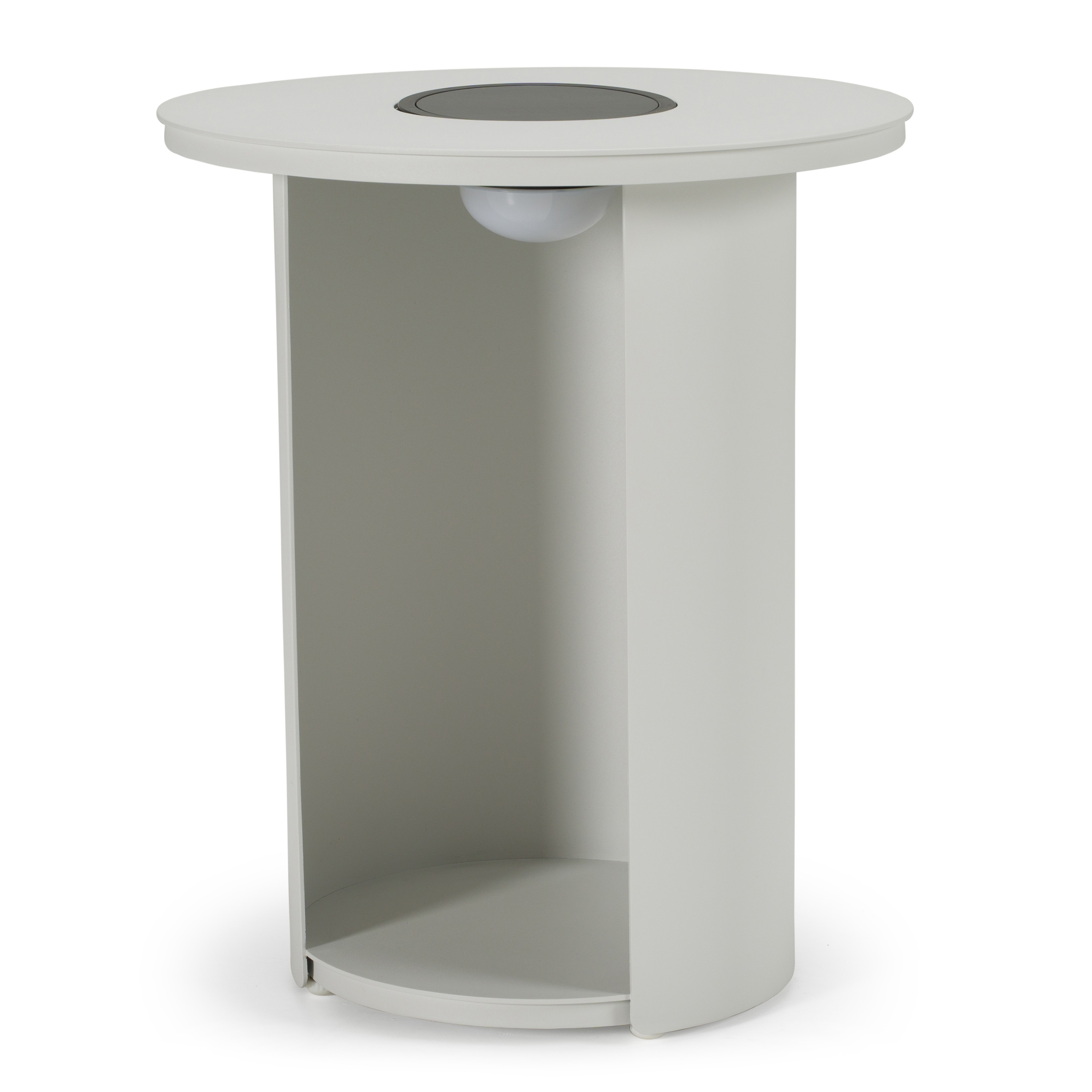 LA Furniture Onza Outdoor White End Table with Solar Light VGVK-CT009-S-SL-WHT Contemporary Style by Vig Furnitrue Number 83130 Catch Home Goods