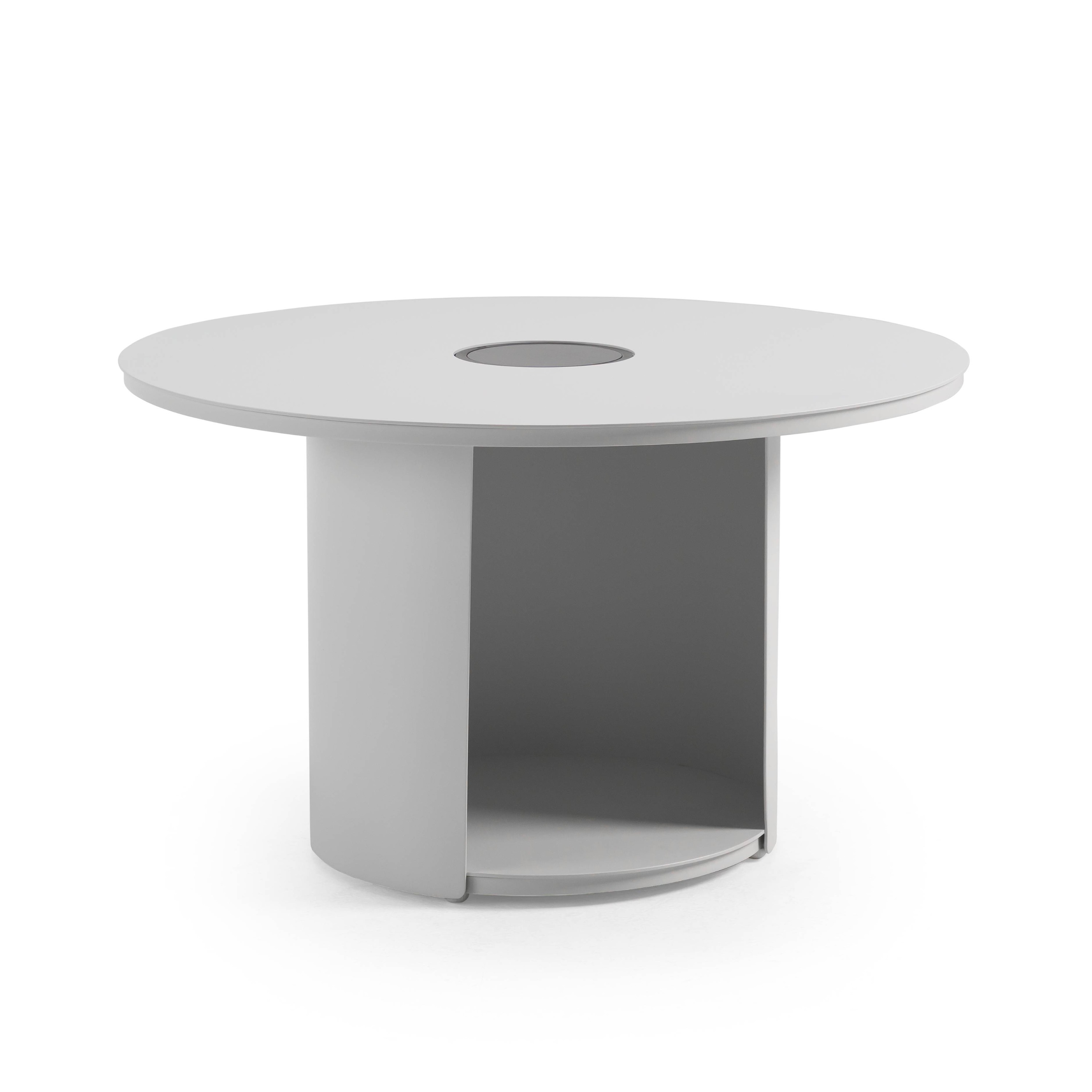 LA Furniture Onza Outdoor White Medium End Table with Solar Light VGVK-CT009-M-SL-WHT Contemporary Style by Vig Furnitrue Number 83131 Catch Home Goods