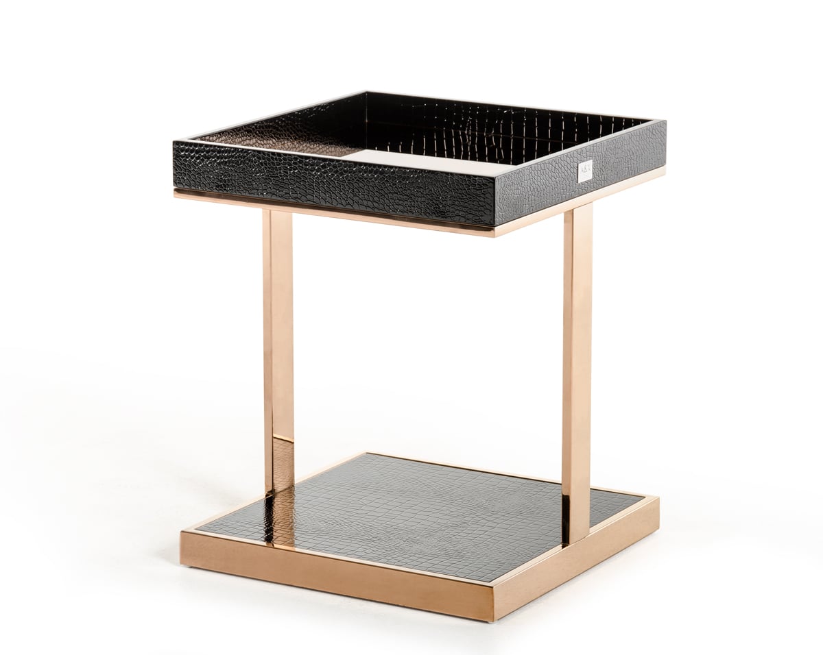 LA Furniture Padua Modern Small Champagne & Rosegold End Table VGUNCK810-50 Contemporary Style by Vig Furnitrue Number 70830 Catch Home Goods