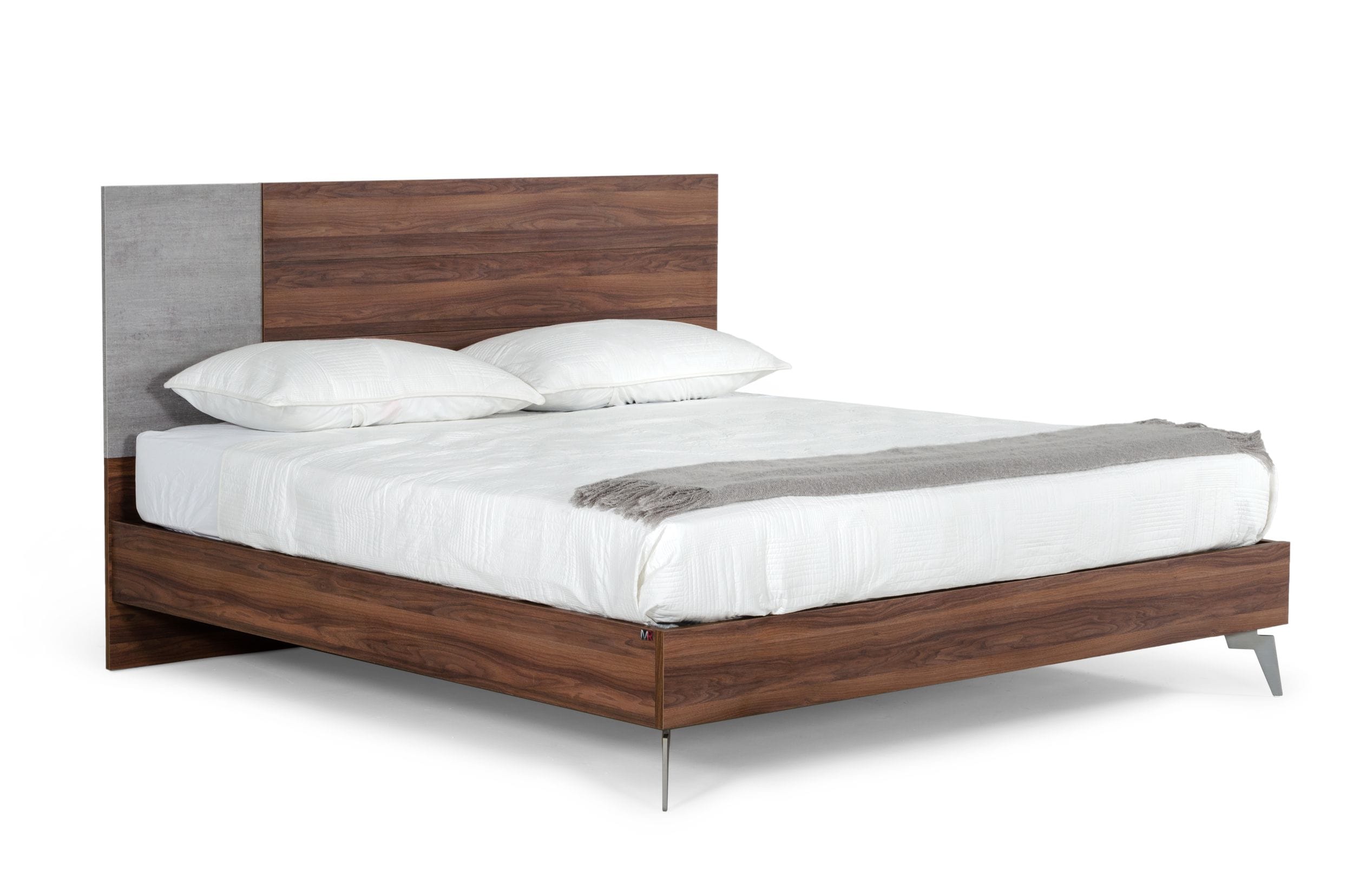LA Furniture Palermo Eastern King Modern Italian Faux Concrete & Walnut Bed VGACPALERMO-WAL-BED-Q Contemporary Style by Vig Furnitrue Number 75550 Catch Home Goods