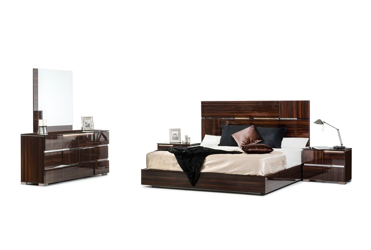 LA Furniture Eastern King Picasso Italian Modern Ebony Lacquer Bed VGACPICASSO-BED-EBN-EK Contemporary Style by Vig Furnitrue Number 17006A Catch Home Goods