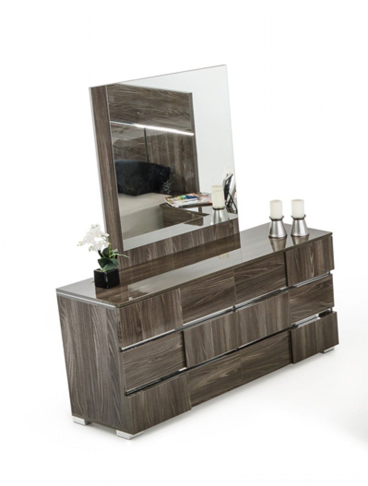 LA Furniture Picasso Italian Modern Grey Lacquer Mirror VGACPICASSO-MIR-GRY Contemporary Style by Vig Furnitrue Number 17014 Catch Home Goods