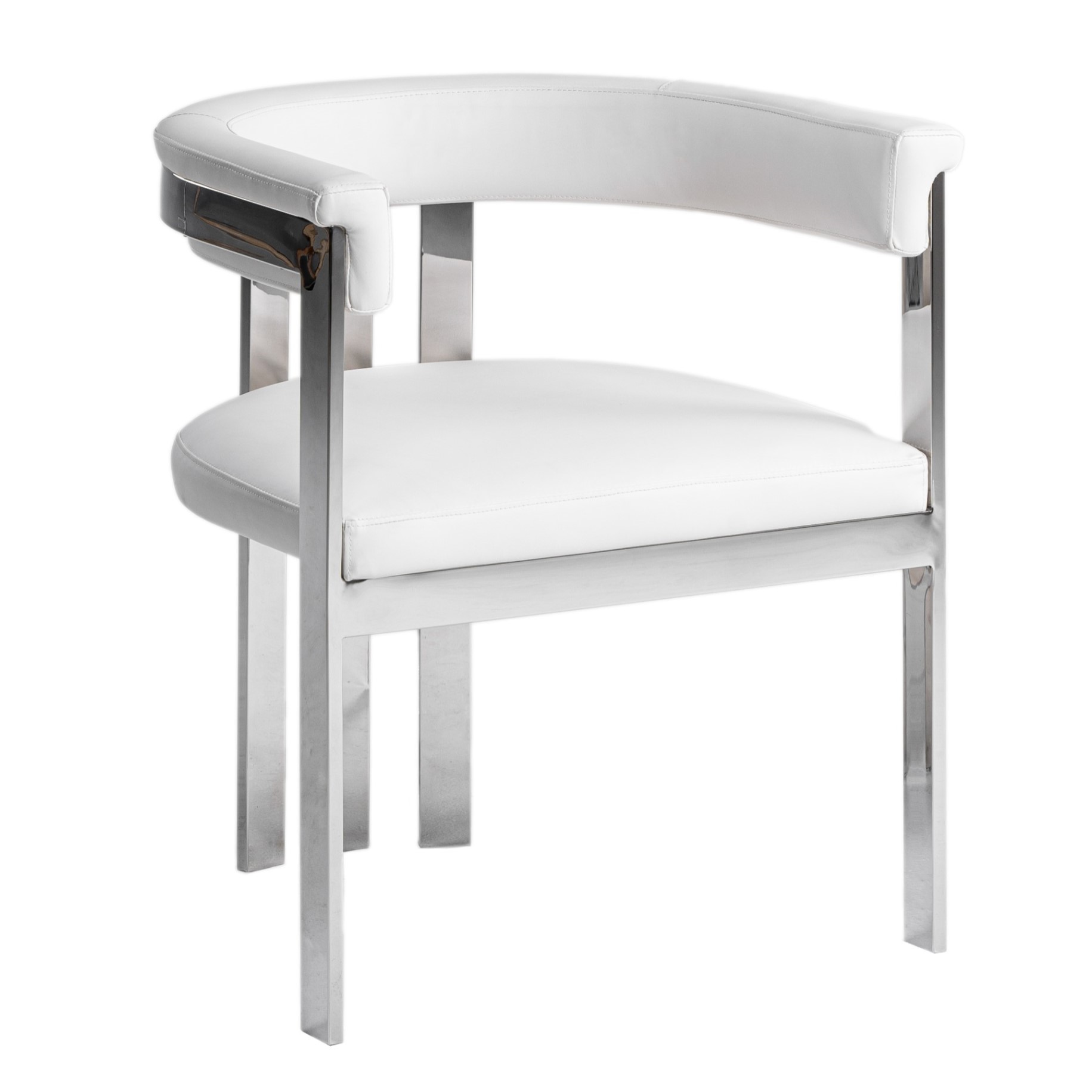 LA Furniture Pontiac Modern White Vegan Leather + Stainless Steel Dining Chair VGZA-Y129-WHTSTL Contemporary Style by Vig Furnitrue Number 81231 Catch Home Goods