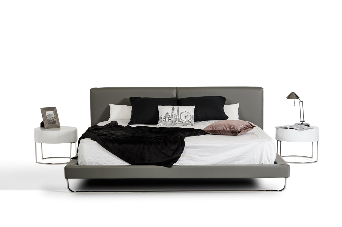 LA Furniture California King Ramona Modern Grey Leather Bed VGJY-4016-GRY-CK Contemporary Style by Vig Furnitrue Number 16987 Catch Home Goods