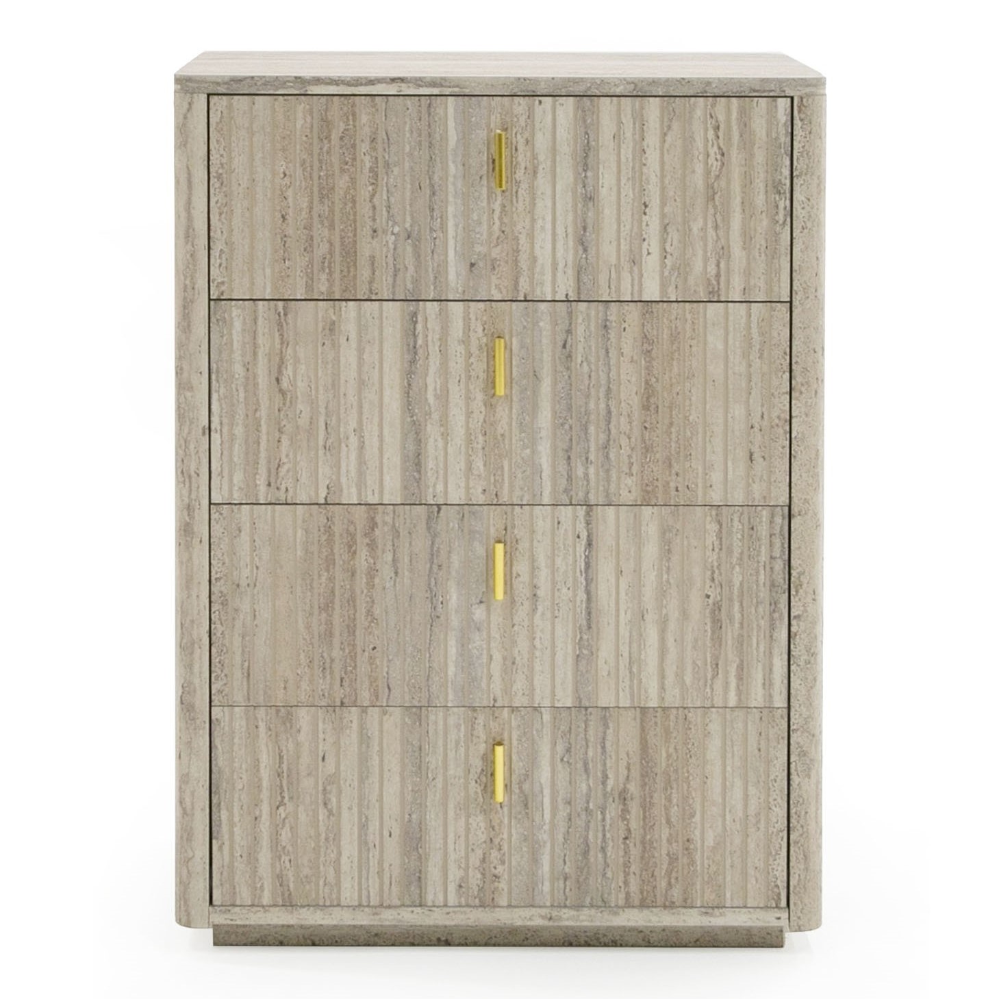 LA Furniture Roma Modern Faux Travertine + Gold Chest VGAN-ROMA-CHEST Contemporary Style by Vig Furnitrue Number 80243 Catch Home Goods