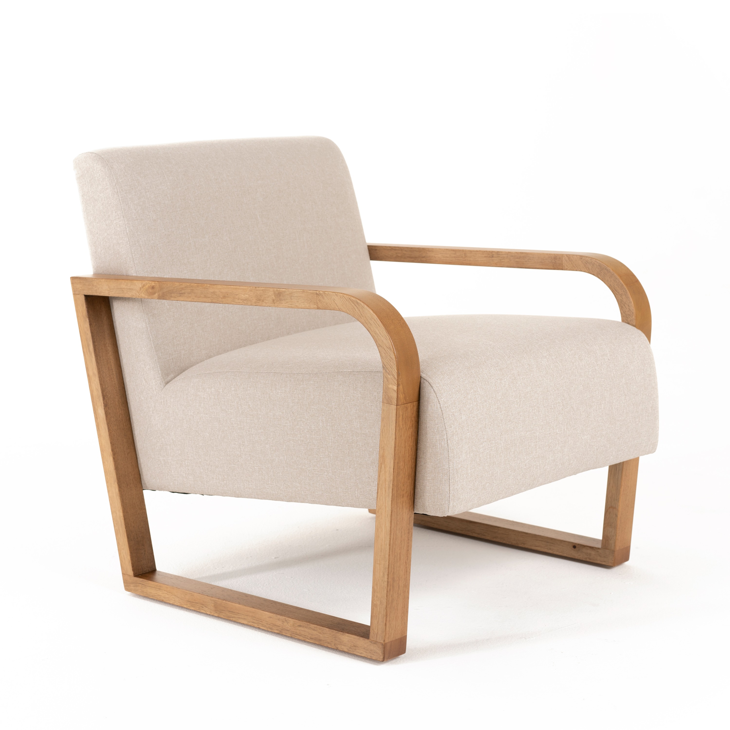 LA Furniture Sada Mid-Century Modern Beige Linen + Chestnut Accent Chair VGRH-RHS-AZHT04 Contemporary Style by Vig Furnitrue Number 81527 Catch Home Goods