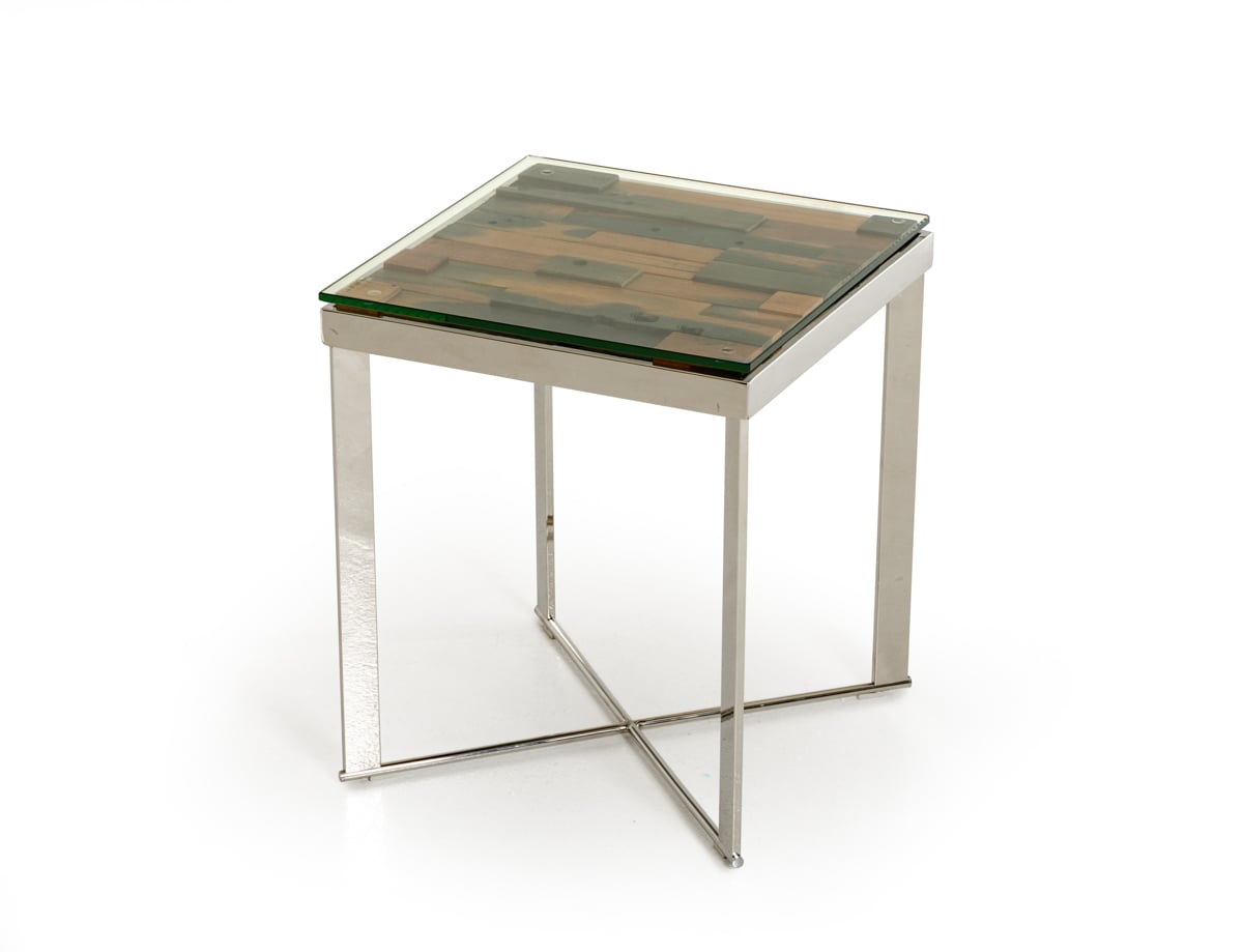 LA Furniture Santiago Modern Rectangular Wood Mosaic End Table VGEWF1193-1AB Contemporary Style by Vig Furnitrue Number 72019 Catch Home Goods