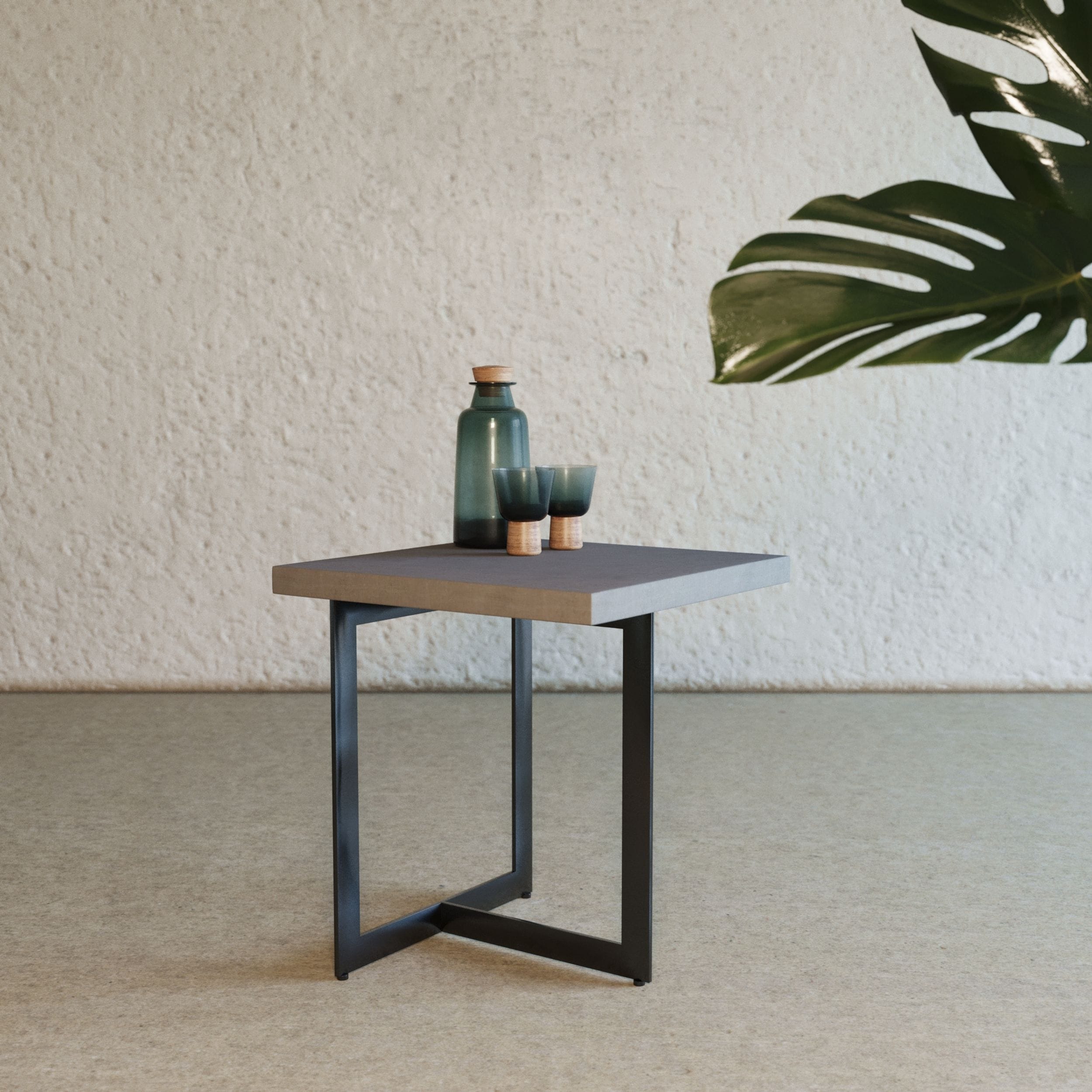 LA Furniture Sharon Modern Concrete & Black Metal End Table VGLBOWEN-LT45-01 Contemporary Style by Vig Furnitrue Number 76140 Catch Home Goods