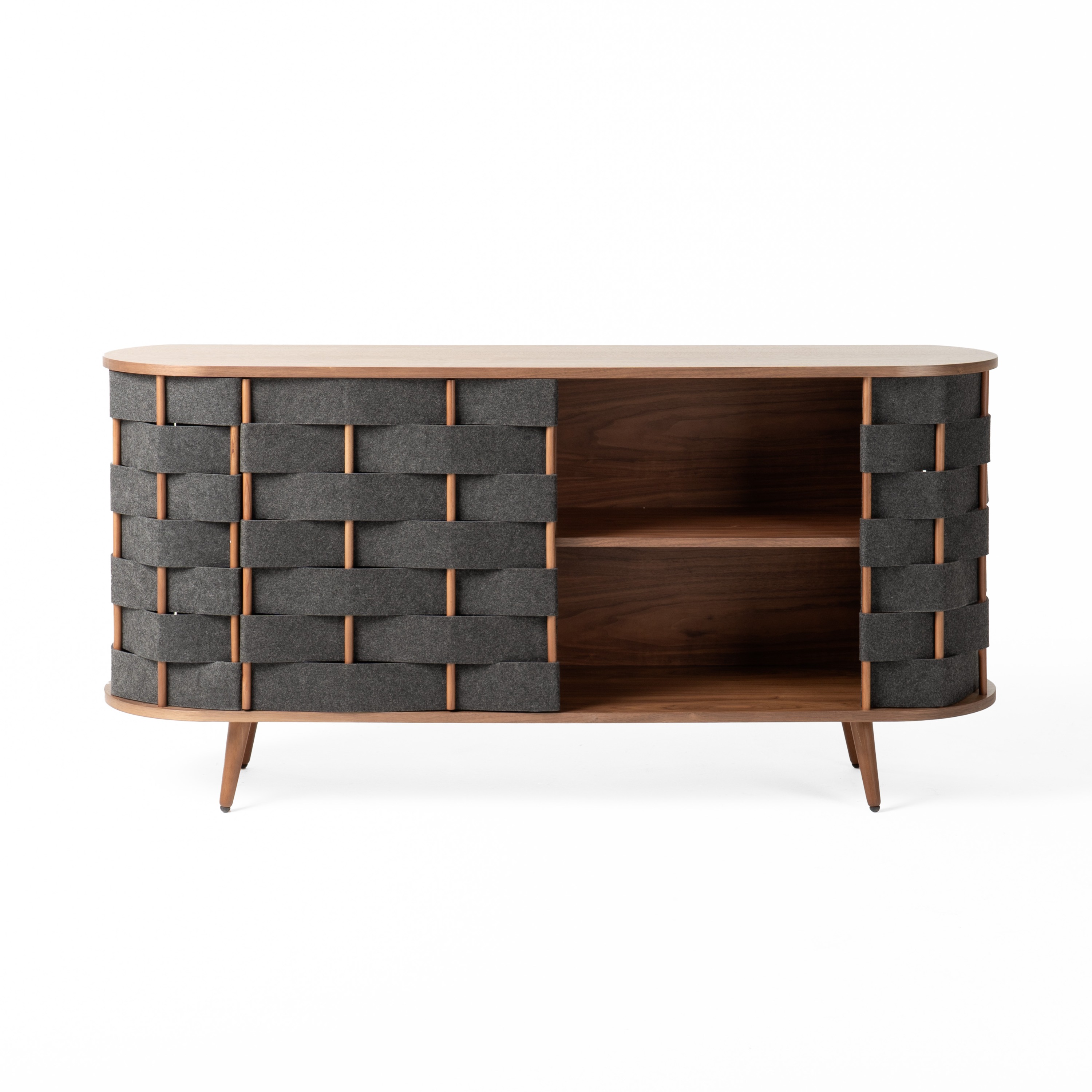 LA Furniture Sheridan Mid-Century Modern Grey Fabric + Walnut Buffet VGDWJ9899 Contemporary Style by Vig Furnitrue Number 80997 Catch Home Goods