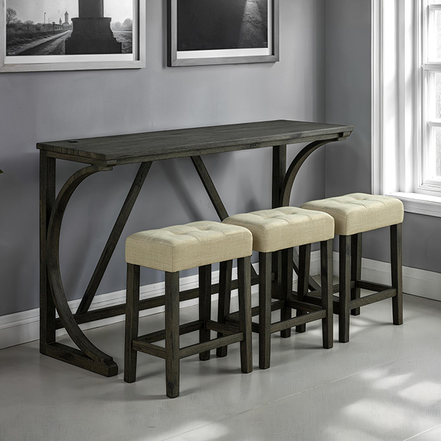 Furniture Of America Ptolema Transitional Brown/Beige 4 Pc. Dining Table Set Model SL3403DG-PT-4PK-STOOL
