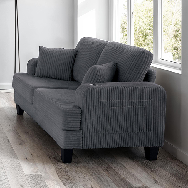 Furniture Of America Moretaine Contemporary Dark Gray Loveseat Model SL6932DG-LV-PK