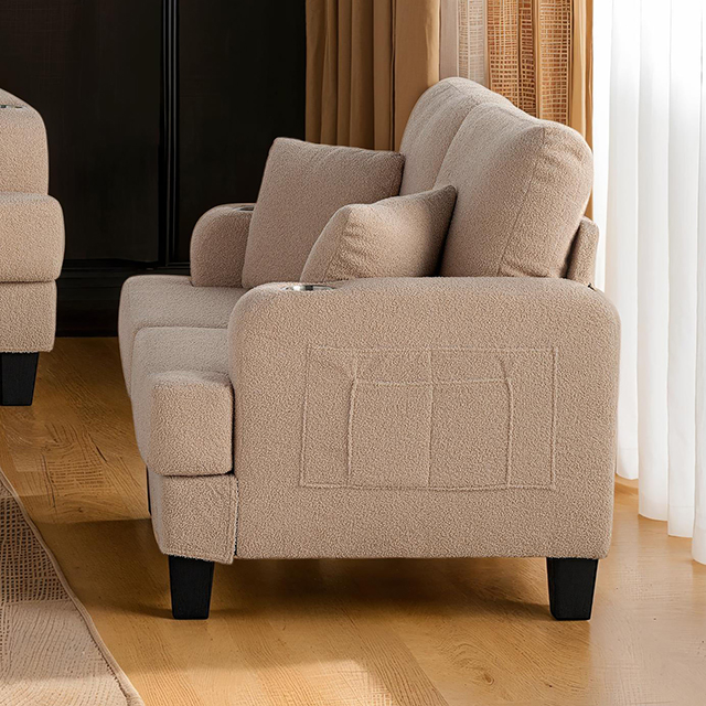Furniture Of America Cinderford Contemporary Beige Loveseat Model SL6936BG-LV-PK