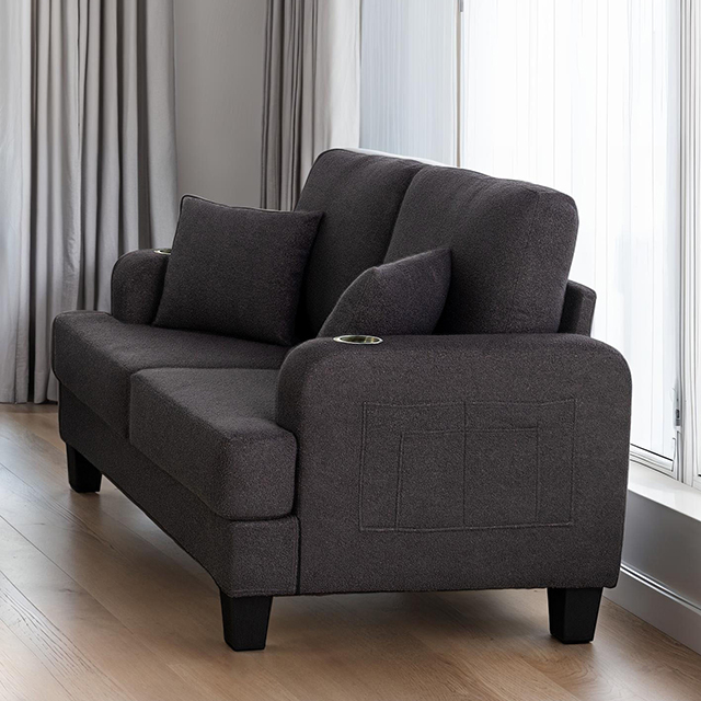 Furniture Of America Cinderford Contemporary Dark Gray Loveseat Model SL6936DG-LV-PK