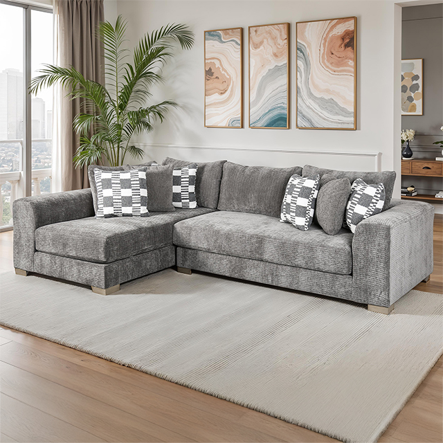 Furniture Of America Artesia Transitional Charcoal Gray Sectional Model SM1250-SECT