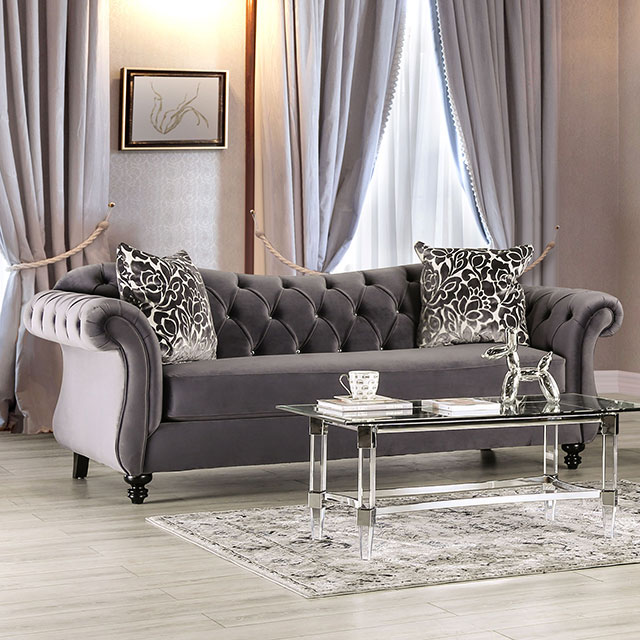 Furniture Of America Antoinette Glam Gray Sofa Model SM2229-SF