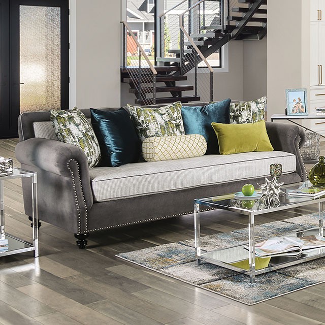 Furniture Of America Mariella Transitional Gray/Beige/Teal/Olive Sofa Model SM2286-SF