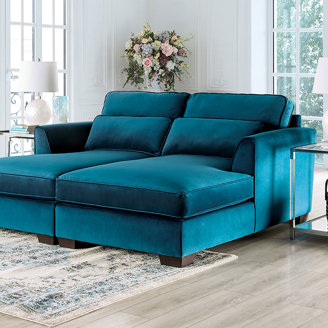 Furniture Of America Peregrine Contemporary Teal Sectional Model SM5415-SECT