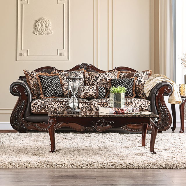 Furniture Of America Jamael Traditional Brown/Espresso Sofa Model SM6405-SF
