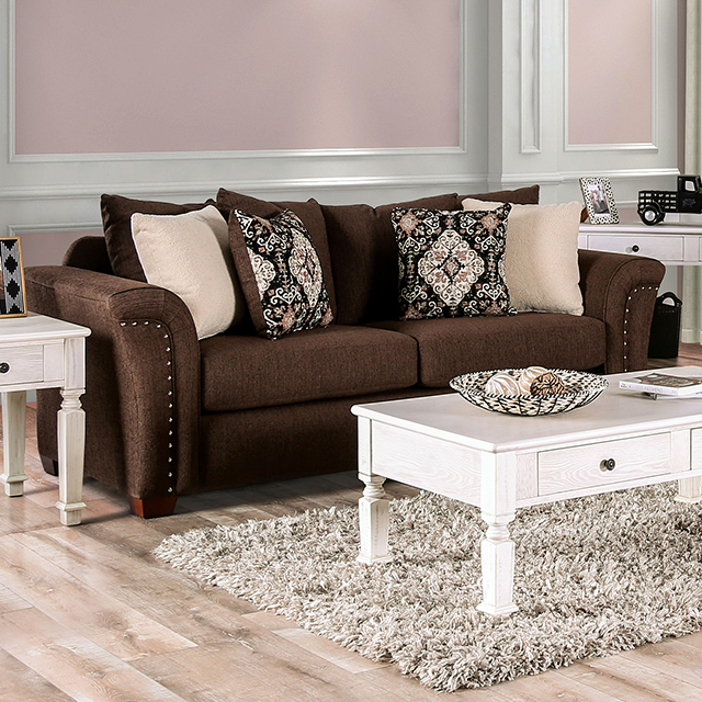 Furniture Of America Belsize Transitional Chocolate/Tan Sofa Model SM6439-SF