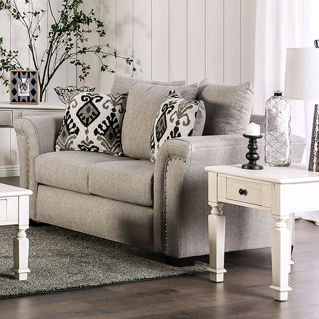 Furniture Of America Belsize Transitional Light Taupe/Black Loveseat Model SM6440-LV
