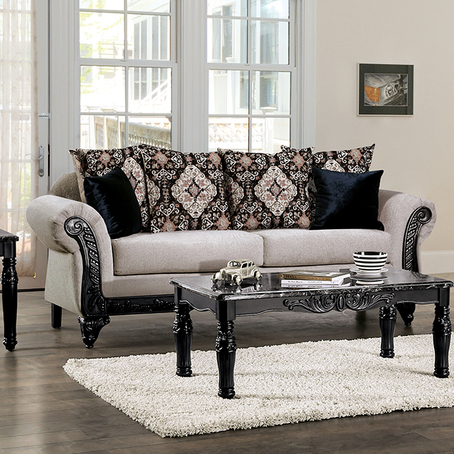 Furniture Of America Molfetta Traditional Light Brown/Black Sofa Model SM7304-SF