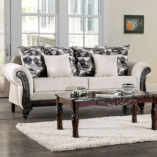 Furniture Of America Cassani Traditional Light Gray/Walnut Sofa Model SM7756-SF