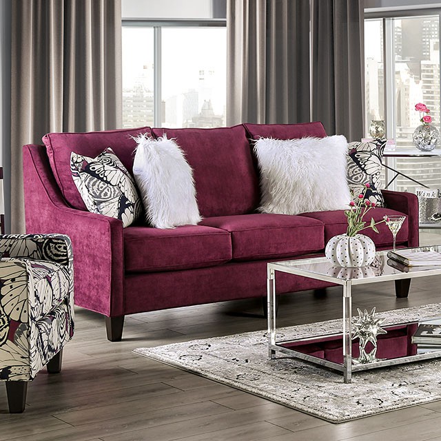 Furniture Of America Jillian Transitional Plum/Ivory/White Sofa Model SM8016-SF