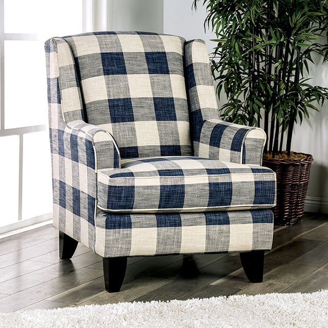 Furniture Of America Nash Transitional Ivory Checkered Chair Model SM8101-CH-SQ