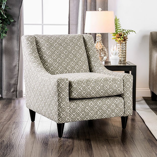 Furniture Of America Dorset Transitional Light Gray/Pattern Square Chair Model SM8564-CH-SQ