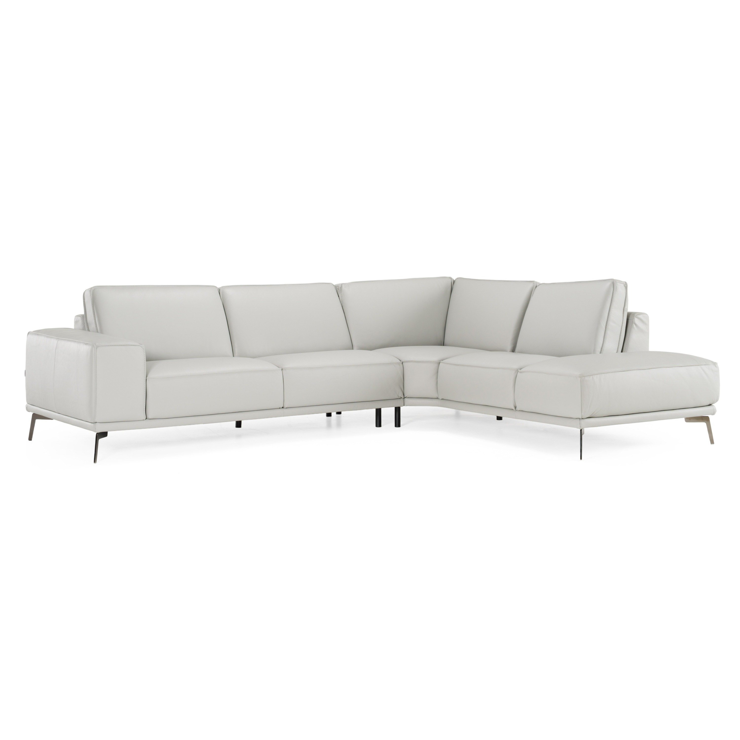 LA Furniture Soho Italian Right Facing Light Grey Nirvana Leather Sectional Sofa VGCCSOHO-RAF-LTGRY-SECT Contemporary Style by Vig Furnitrue Number 81554 Catch Home Goods
