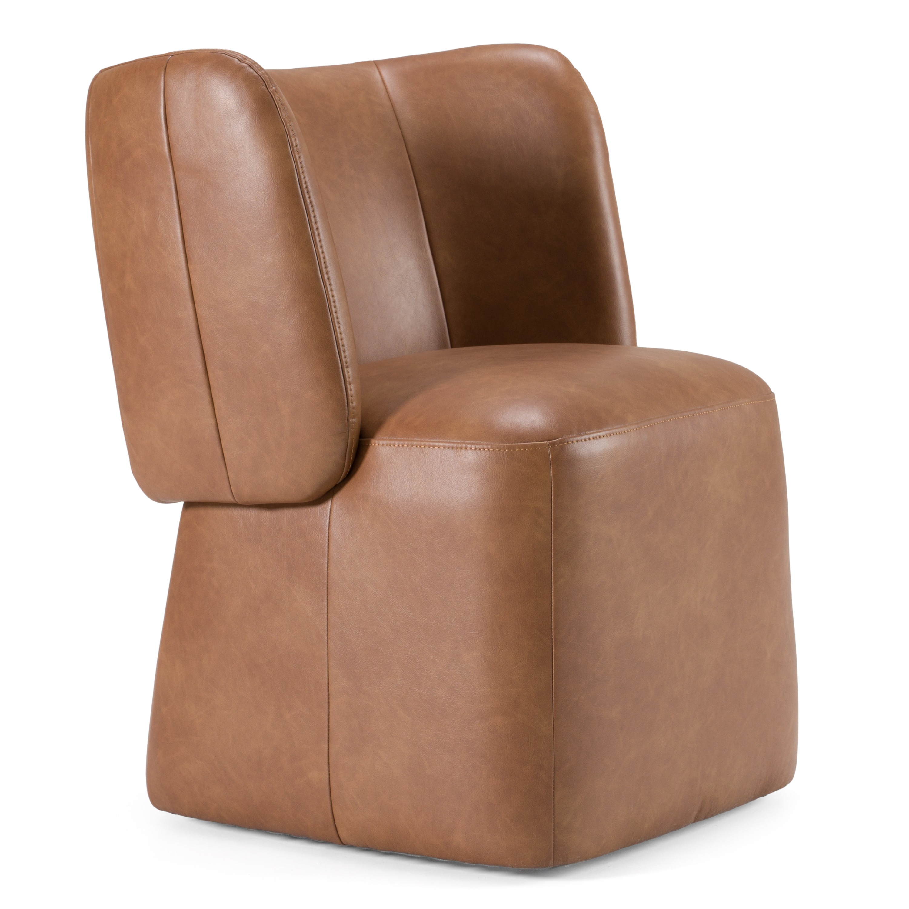 LA Furniture Standing Modern Brown Vegan Leather Dining Chair with Castor Wheels VGKK-KF.Y1255-BRN Contemporary Style by Vig Furnitrue Number 82206|82206A Catch Home Goods