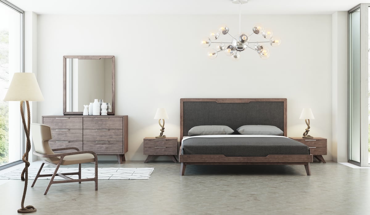 LA Furniture California King Soria Mid-Century Grey & Walnut Bedroom Set VGMASORIA-SET-CK Contemporary Style by Vig Furnitrue Number 75352 Catch Home Goods