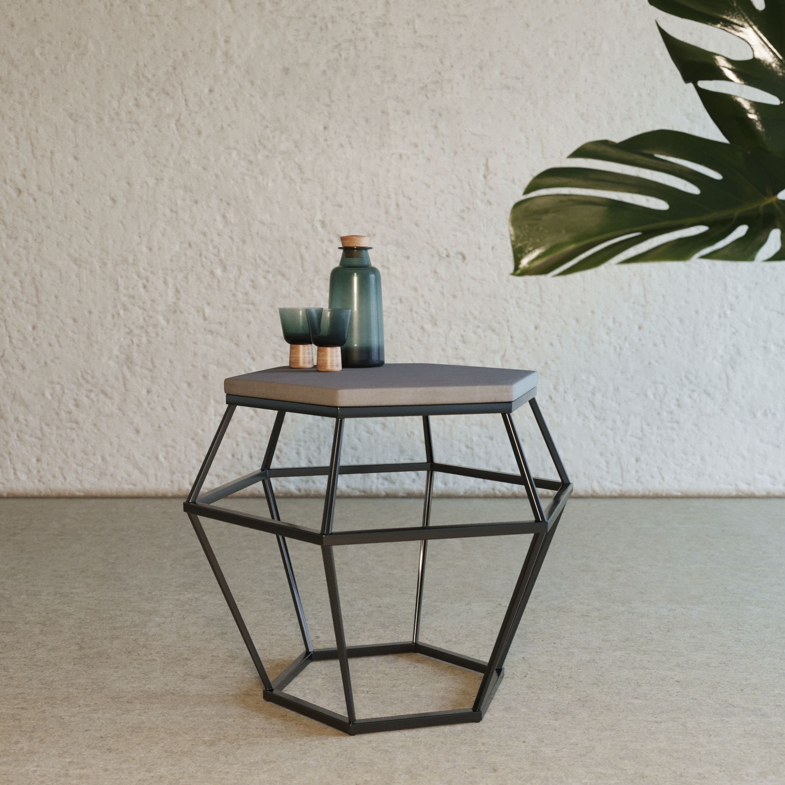 LA Furniture Tartan Modern Concrete & Metal End Table VGLBGEOM-LT70-02 Contemporary Style by Vig Furnitrue Number 76150 Catch Home Goods