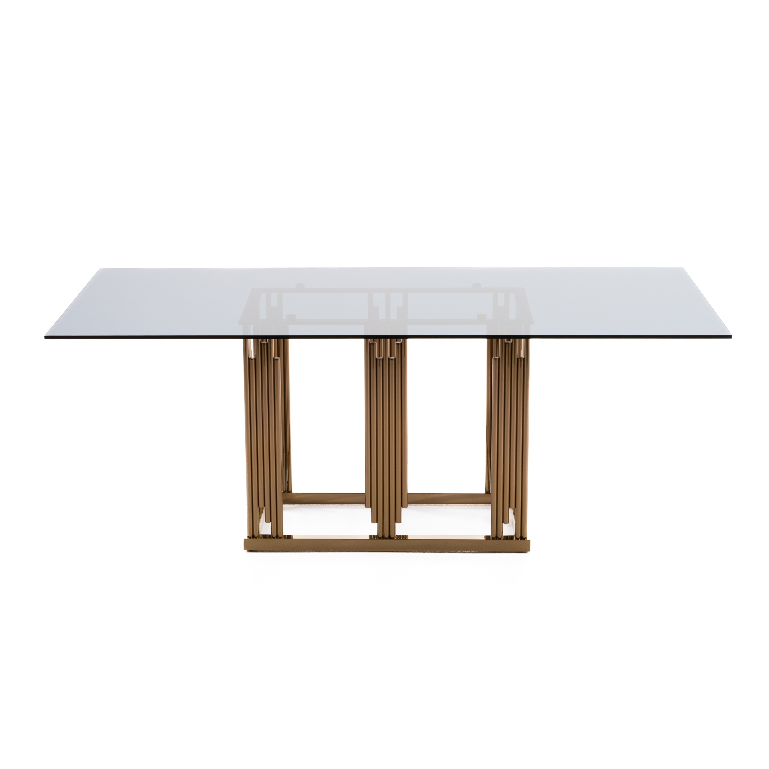 LA Furniture Token Modern Smoked Grey Glass & Rosegold Dining Table VGVCT816 Contemporary Style by Vig Furnitrue Number 73210 Catch Home Goods
