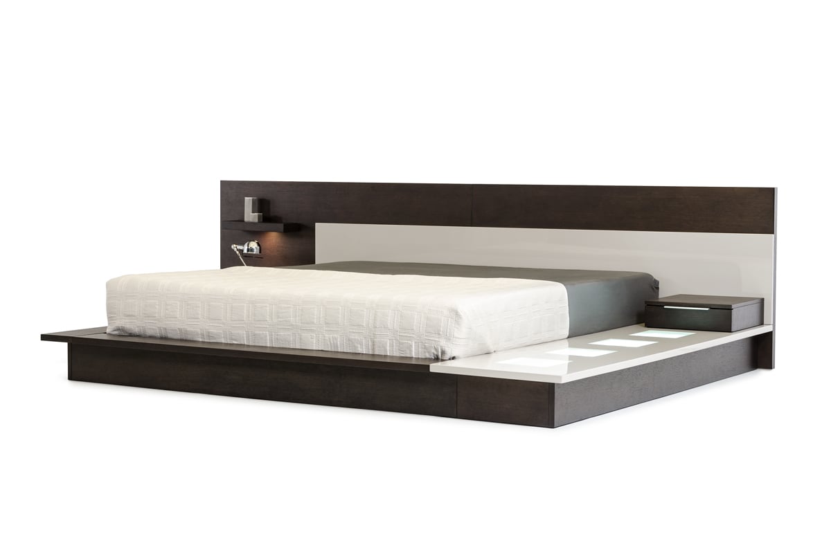 LA Furniture Eastern King Torino Contemporary Brown Oak & Grey Platform Bed with Lights VGWCSB-B03-BRNGRY-EK Contemporary Style by Vig Furnitrue Number 70959 Catch Home Goods