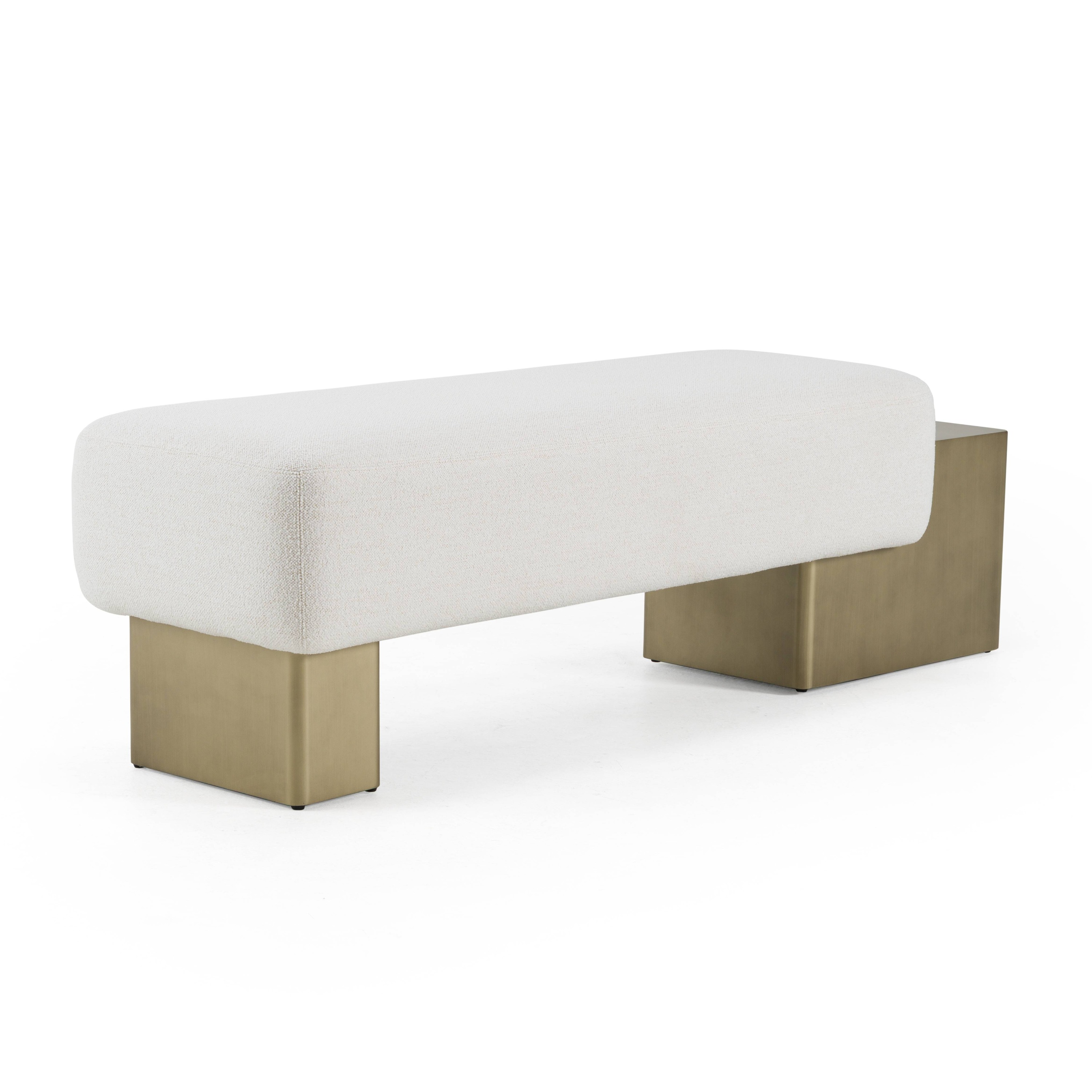 LA Furniture Triumph Contemporary Off-White Fabric + Antique Brass Bench VGFA-CH2500 Contemporary Style by Vig Furnitrue Number 83087 Catch Home Goods