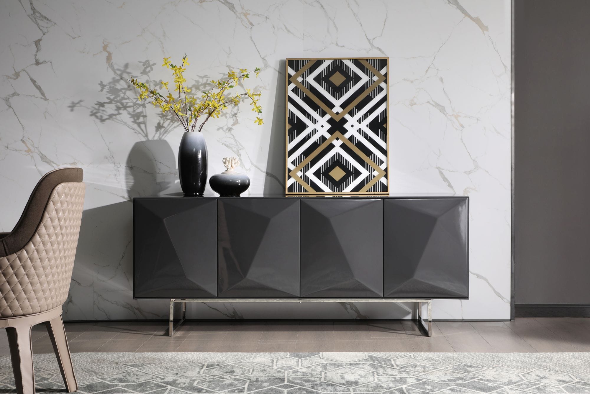 LA Furniture Vanguard Modern Dark Grey High Gloss Buffet VGVCG1108-BUF-GRY Contemporary Style by Vig Furnitrue Number 77622 Catch Home Goods