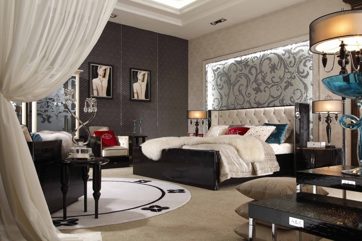 LA Furniture Queen Bellagio Luxurious Transitional Crocodile Lacquer Bed VGUNRW206-180-Q Contemporary Style by Vig Furnitrue Number 16208A Catch Home Goods