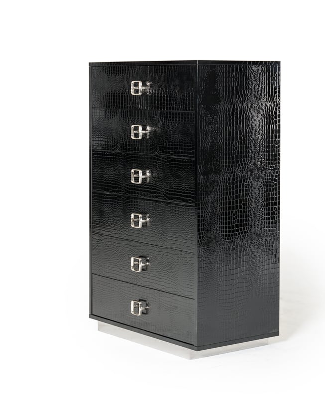 LA Furniture Victoria Modern Black Crocodile Chest VGUNAW552-80-BLK Contemporary Style by Vig Furnitrue Number 16936 Catch Home Goods
