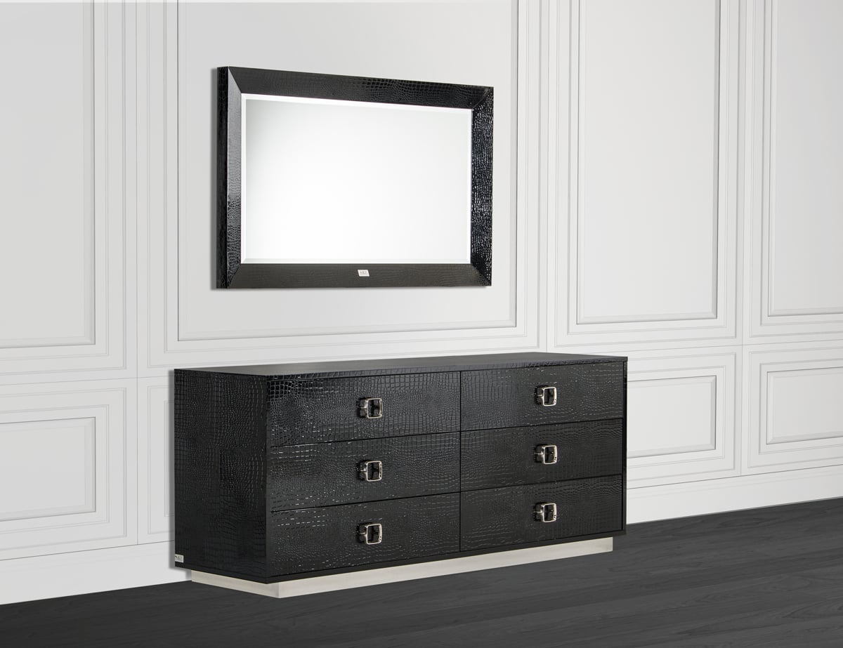 LA Furniture Victoria Modern Black Crocodile Dresser VGUNAW421-159-BLK Contemporary Style by Vig Furnitrue Number 16934 Catch Home Goods