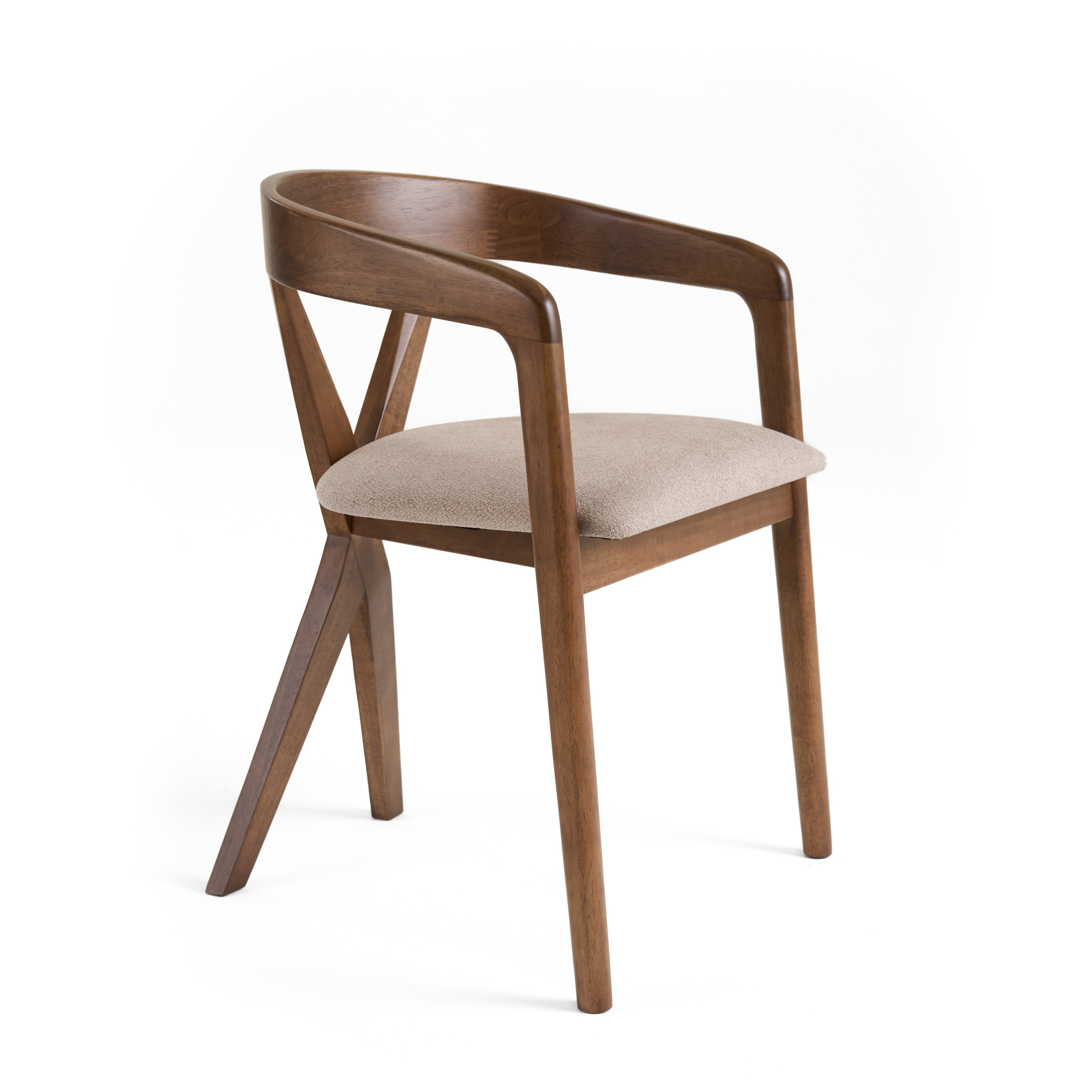 LA Furniture Weiss Mid-Century Modern Light Brown Fabric + Walnut Dining Chair VGMAMI-1181-D12181-2 Contemporary Style by Vig Furnitrue Number 81828 Catch Home Goods