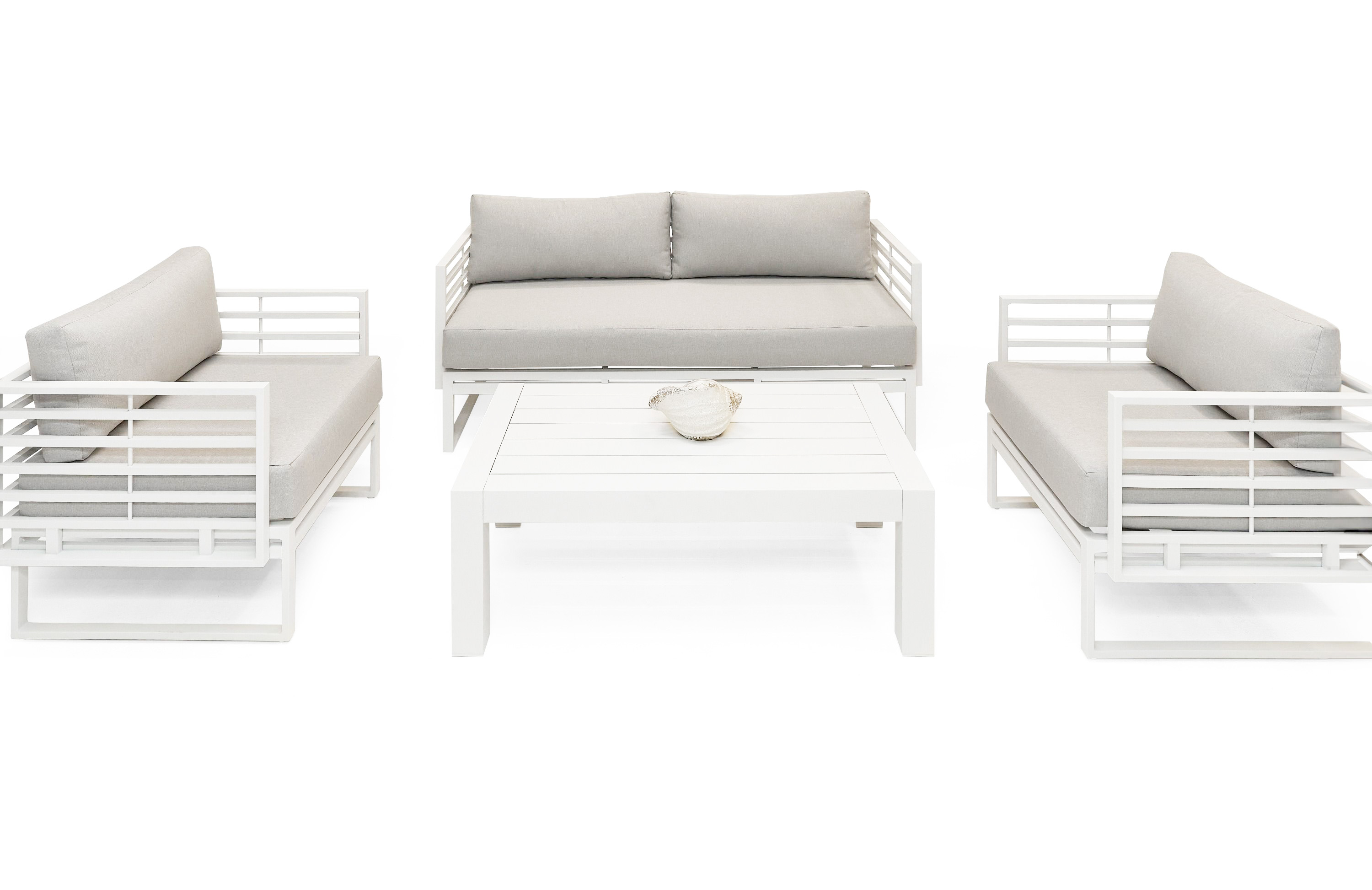 LA Furniture Wharf Outdoor Light Grey and White Sofa Set VGGES0273SA-WHT-SET Contemporary Style by Vig Furnitrue Number 80319 Catch Home Goods